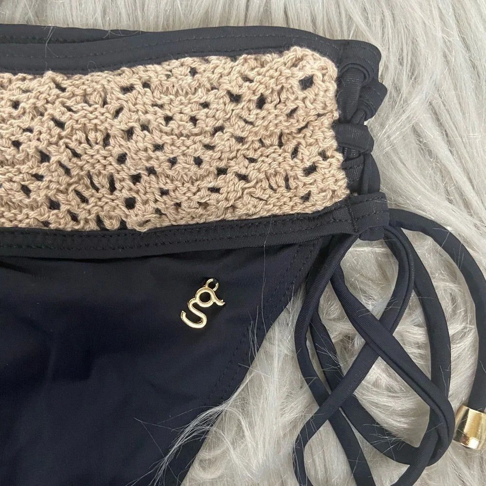 Guria Bikini Bottom Crochet Size‎ XS Color Black Women's NWT